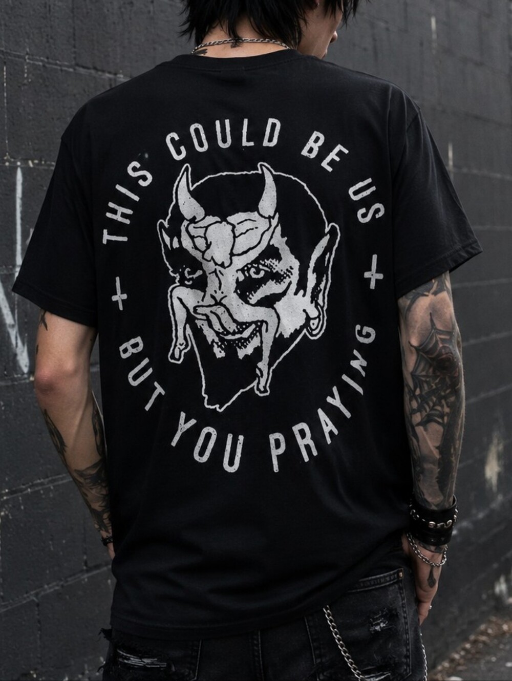 Black Craft Cult Black Graphic T Shirt M Devil Occult Goth Emo Streetwear Cotton